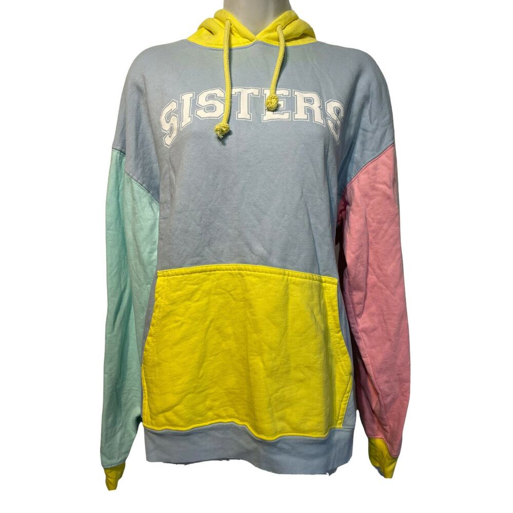 Sisters By Safety Pin Pastel Colorblock Hoodie Sweatshirt Women’s Size M